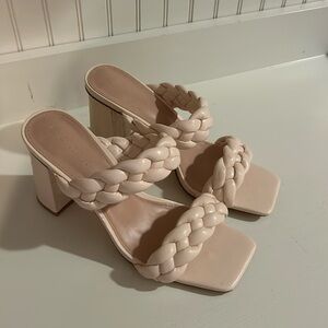 Light pink braided heels